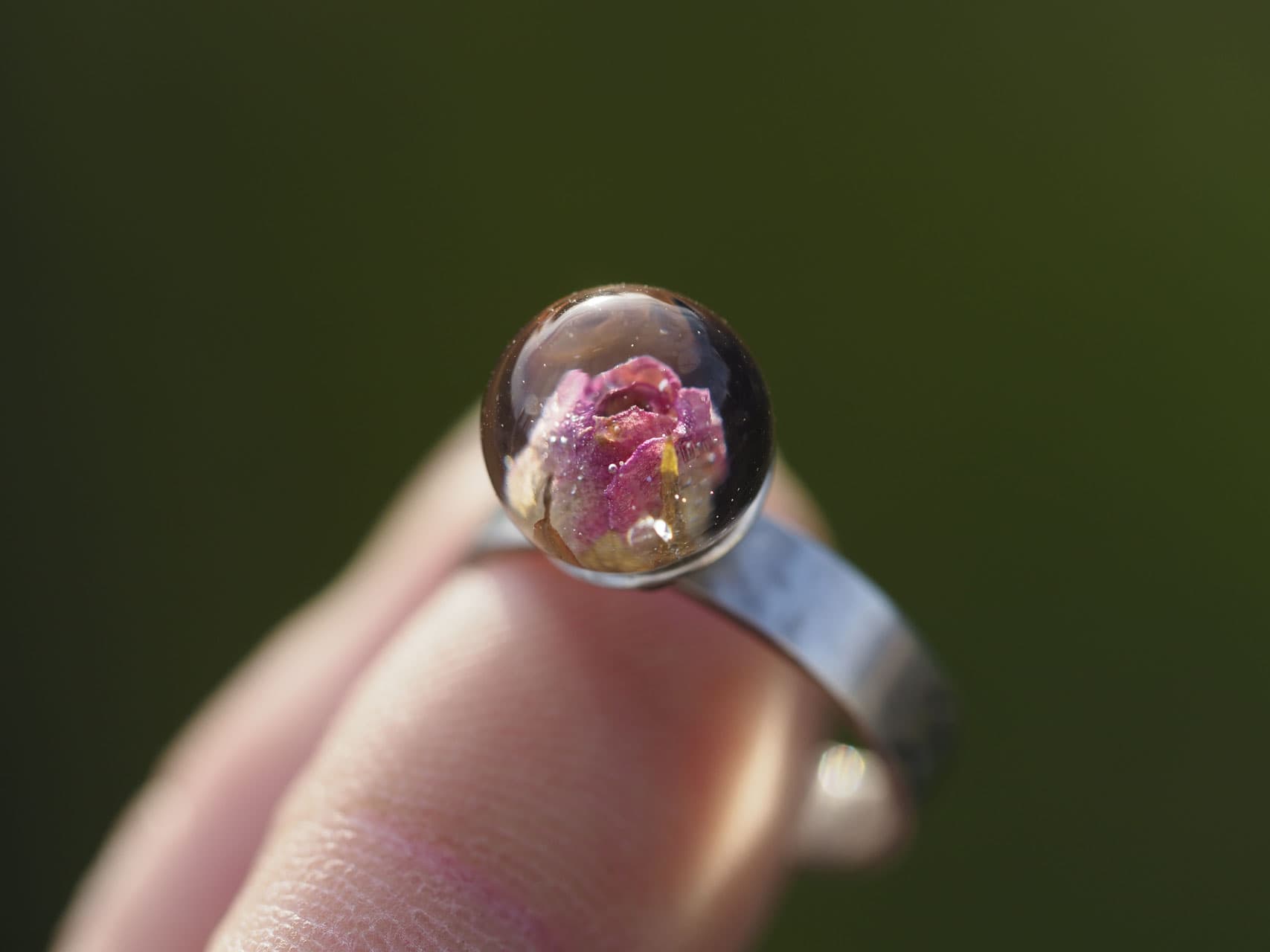 Fernweh - Rosenblüten-Ring aus Sterlingsilber, Grösse 15/55, Nr. A17