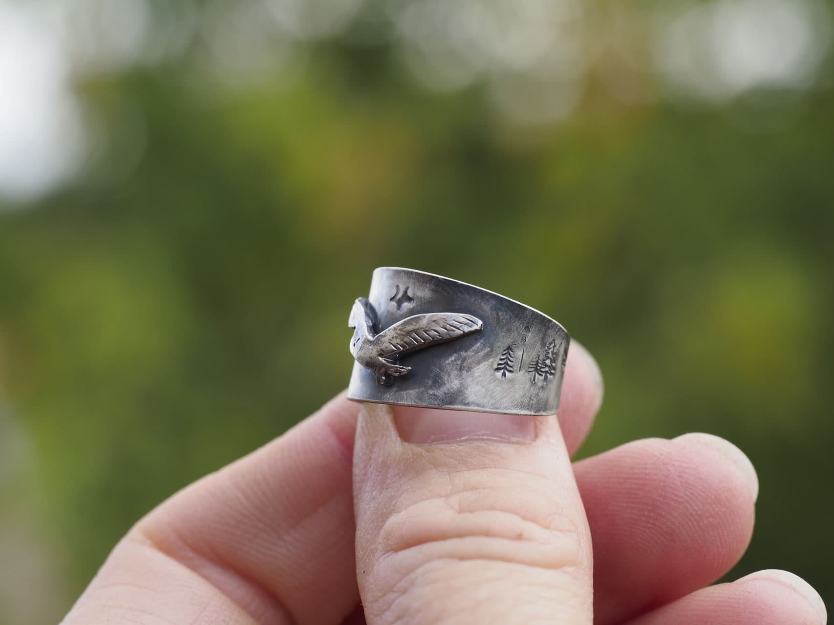 die kleine Eule über der Waldwelt, aus Sterlingsilber Nr. A215