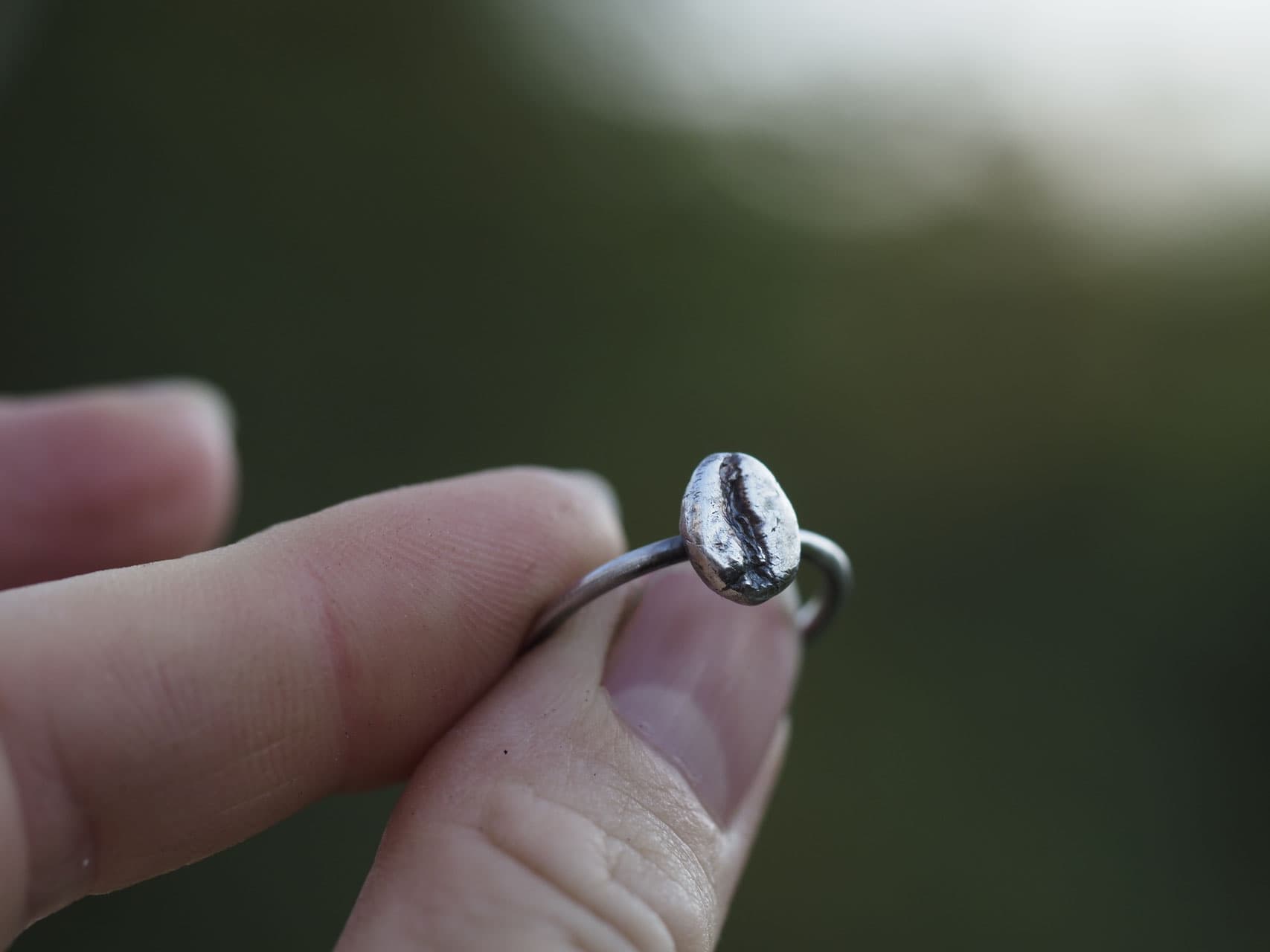 Glücks-Kaffeebohnen-Ring aus Sterlingsilber, Nr. 1494